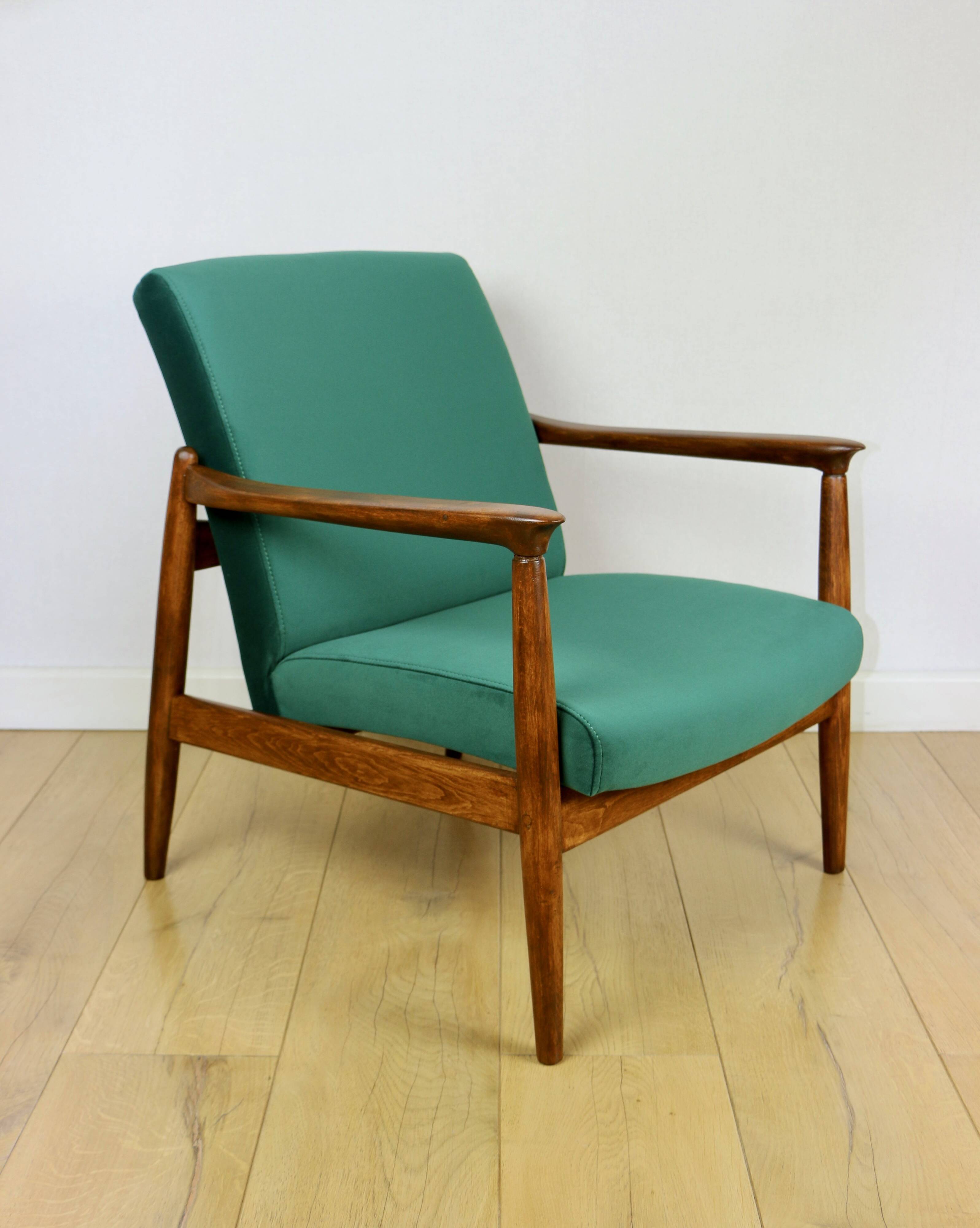 GFM-64 armchair, design by Edmund Homa from the 70s, green velvet - Jade 500 - 2 pieces available