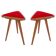 Set of two triangular red velvet stools from the 20th century, Europe, 1960s.
