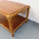 Table basse vintage en rotin et bois