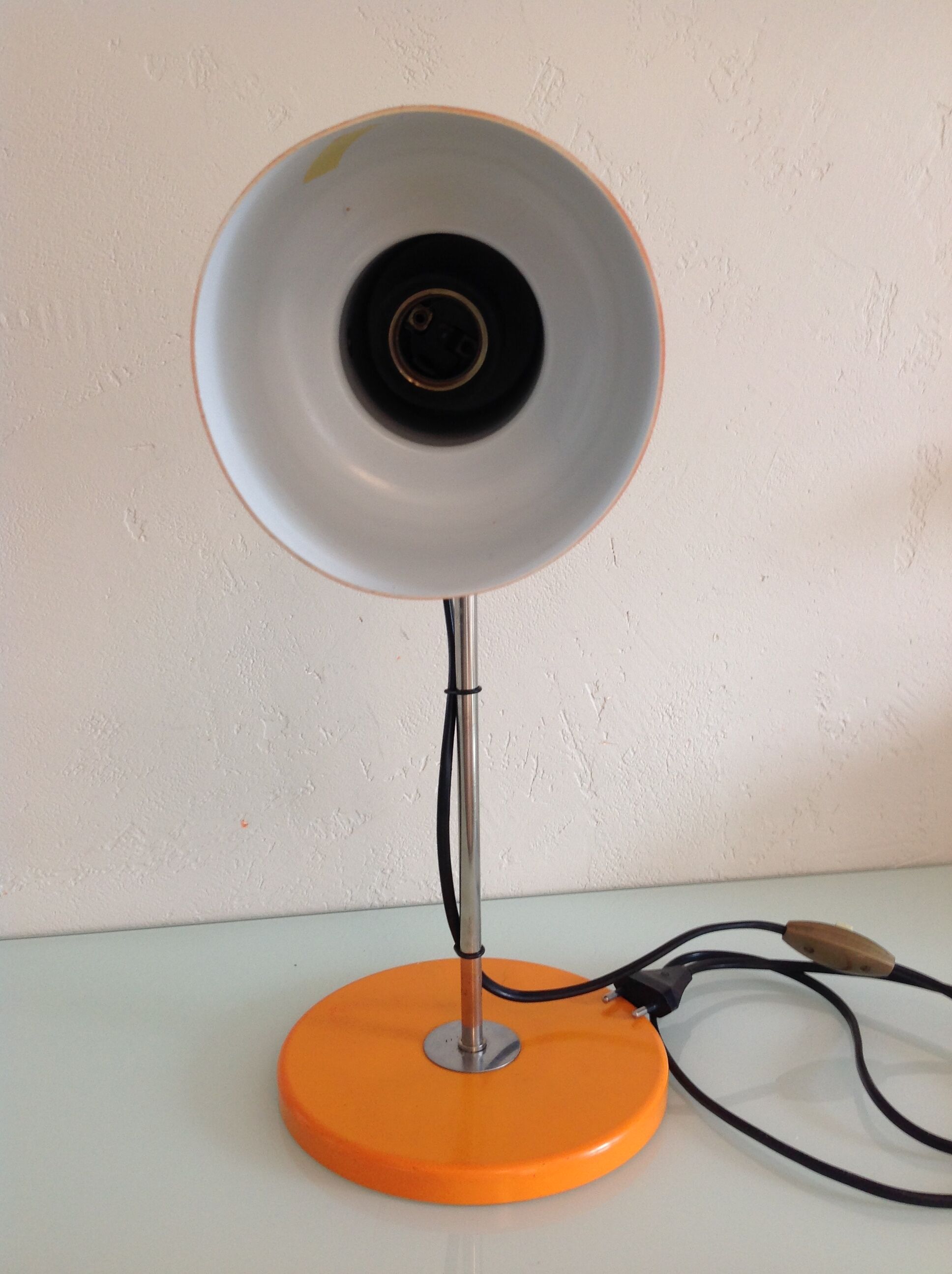 Sliding desk lamp orange vintage 70s