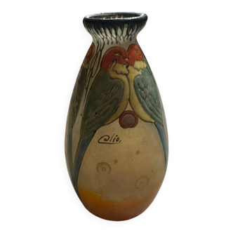 Glass paste vase Signed Clio