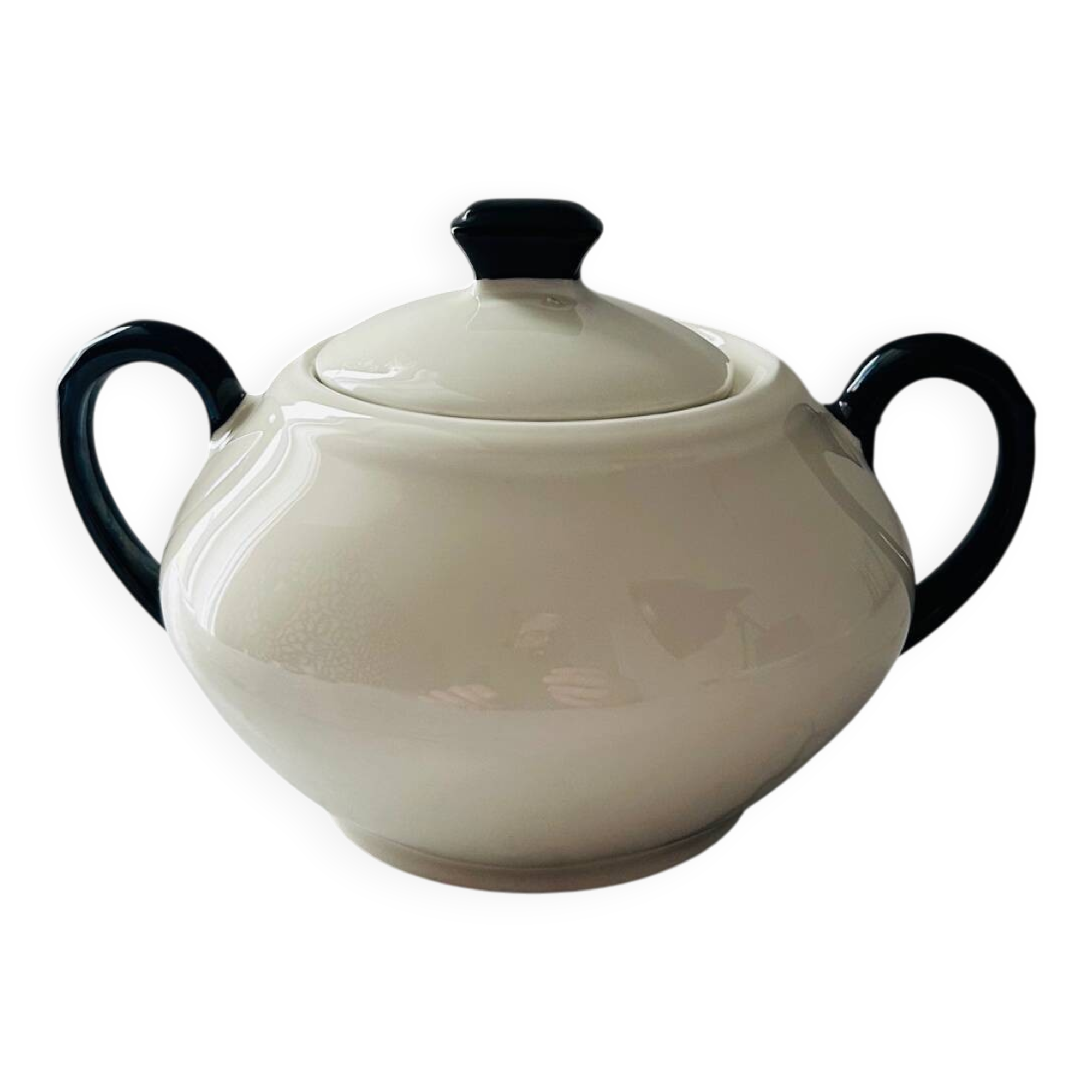 Bicolour porcelain sugar bowl