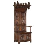 Gothic Jacobean hall chair finely carved from the Victorian era around 1860.