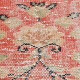 Red & cream oriental turkish vintage rug