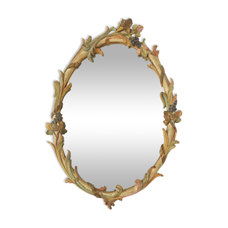 Oval painted wooden mirror 89x62 cm