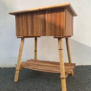 Vintage rattan and bamboo bedside table