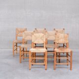 Charlotte Perriand 'Bauche' Model 19 Mid-Century French Rush Dining Chairs