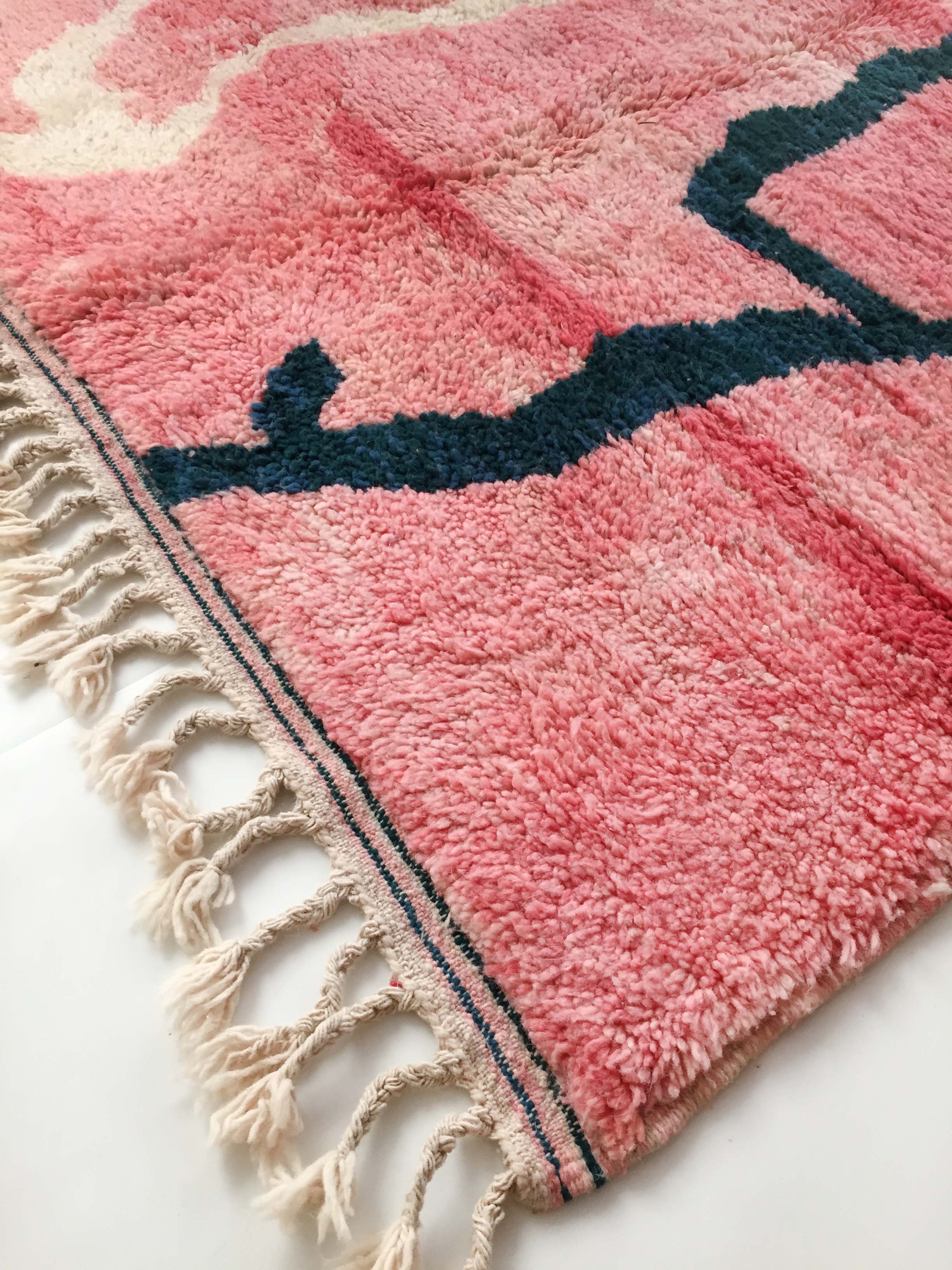 Moroccan Berber carpet Beni Ouarain pink patterned 246x161cm