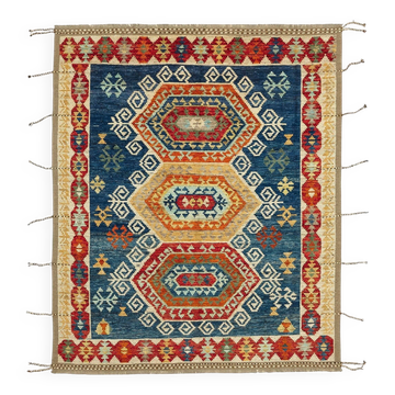 Handwoven Tribal One of a Kind 255 cm x 305 cm Multicolor Wool Carpet
