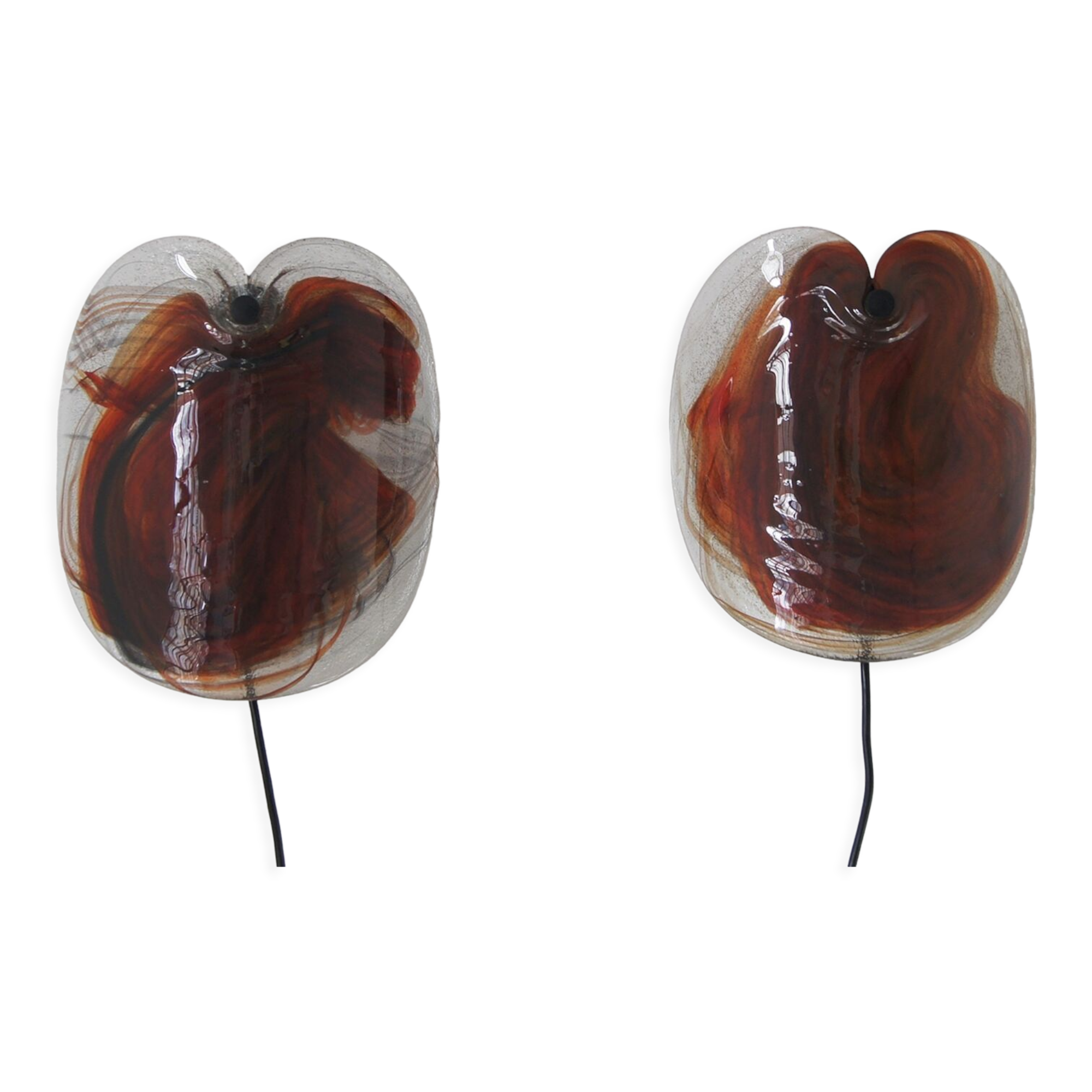 Vintage Glass Sconces by Per Lutken for Holmegaard, 1970s, Set of 2