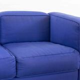 Cassina LC2 3seat Sofa by Charlotte Perriand, Le Corbusier and Pierre Jeanneret in blue fabrics