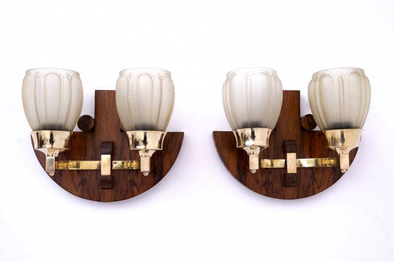 A pair of wall lamps, Art Deco, Poland, 1940s
