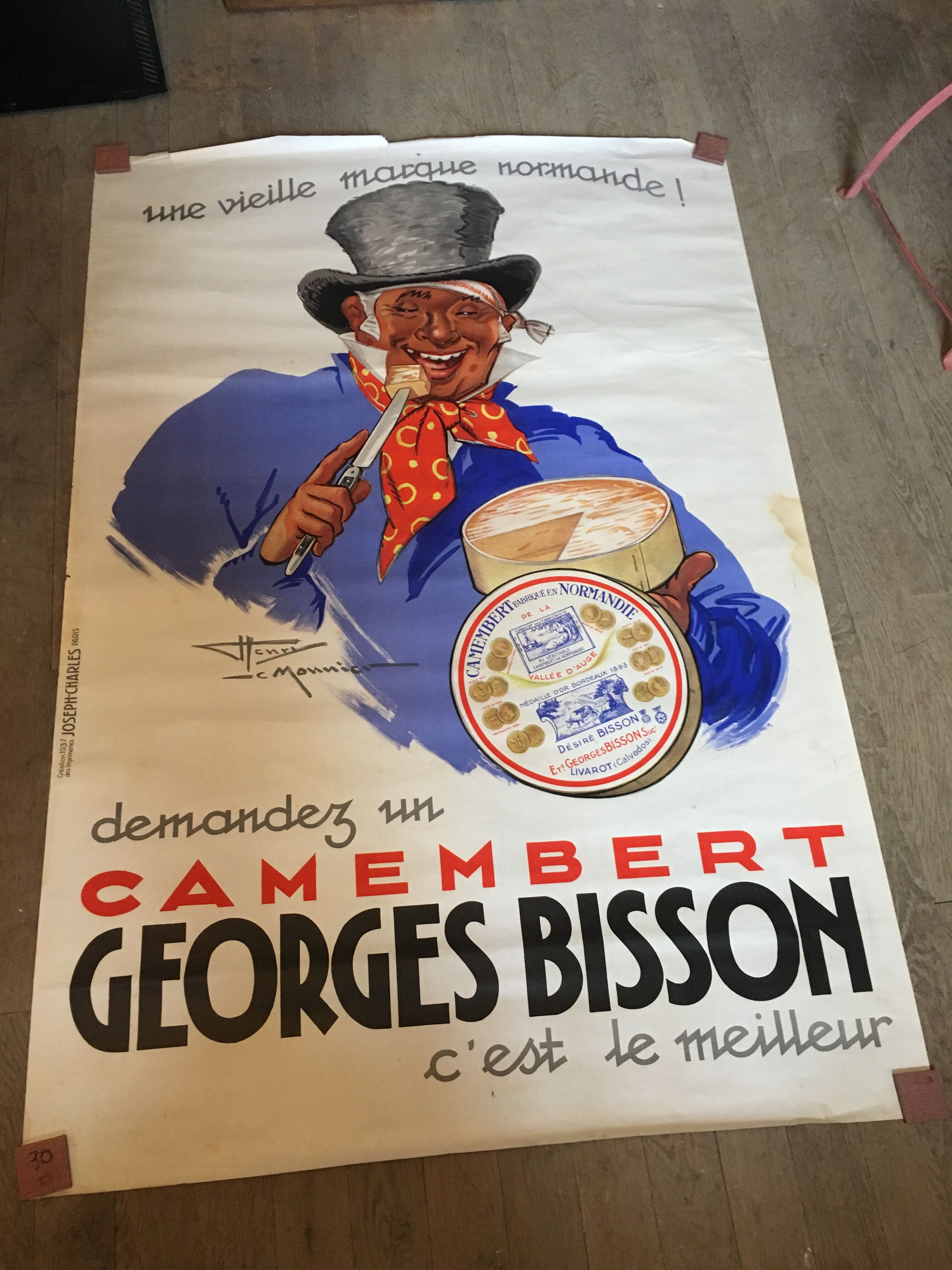 Old poster Camembert Georges Bisson 1937