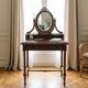 Antique oak and red marble dressing table with a swivel mirror.