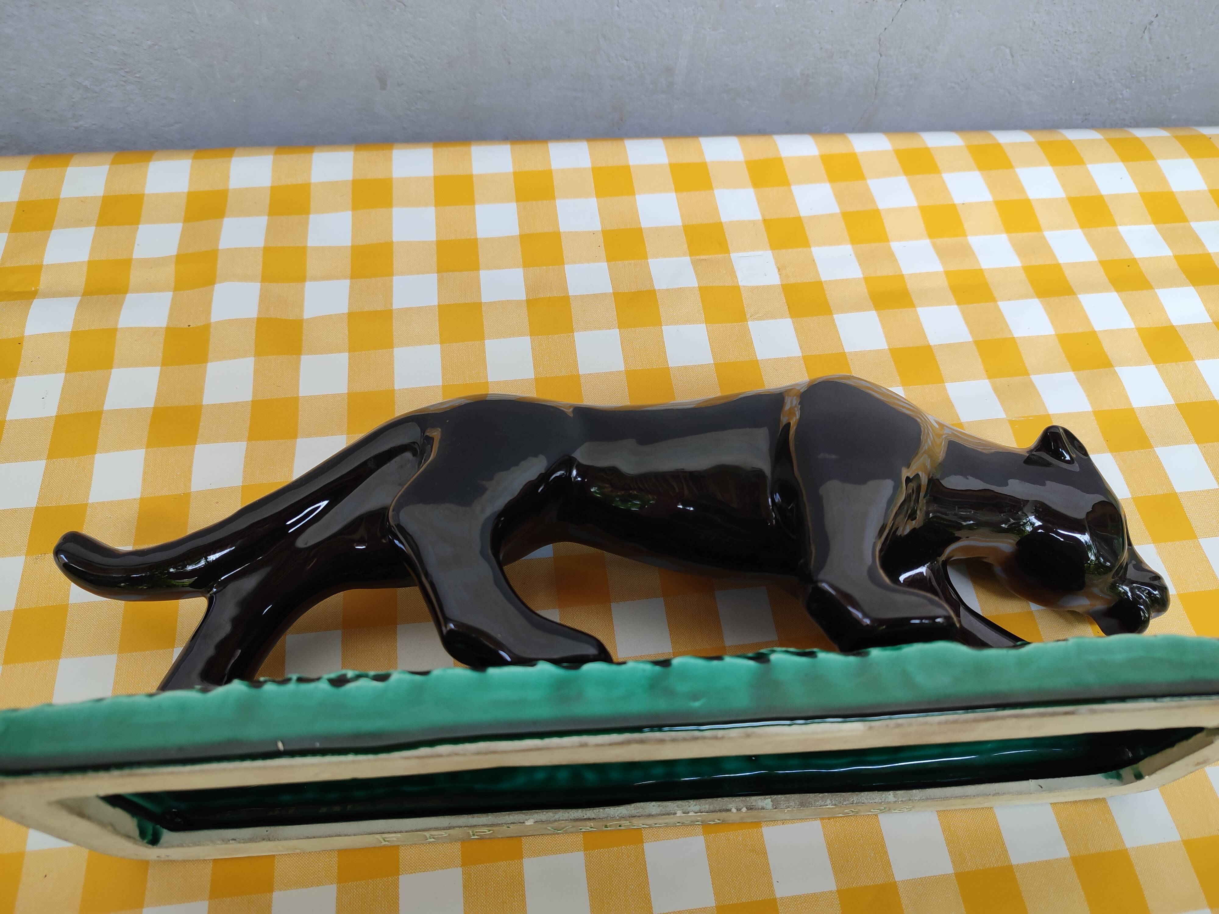 Black panther in ceramic Vallauris
