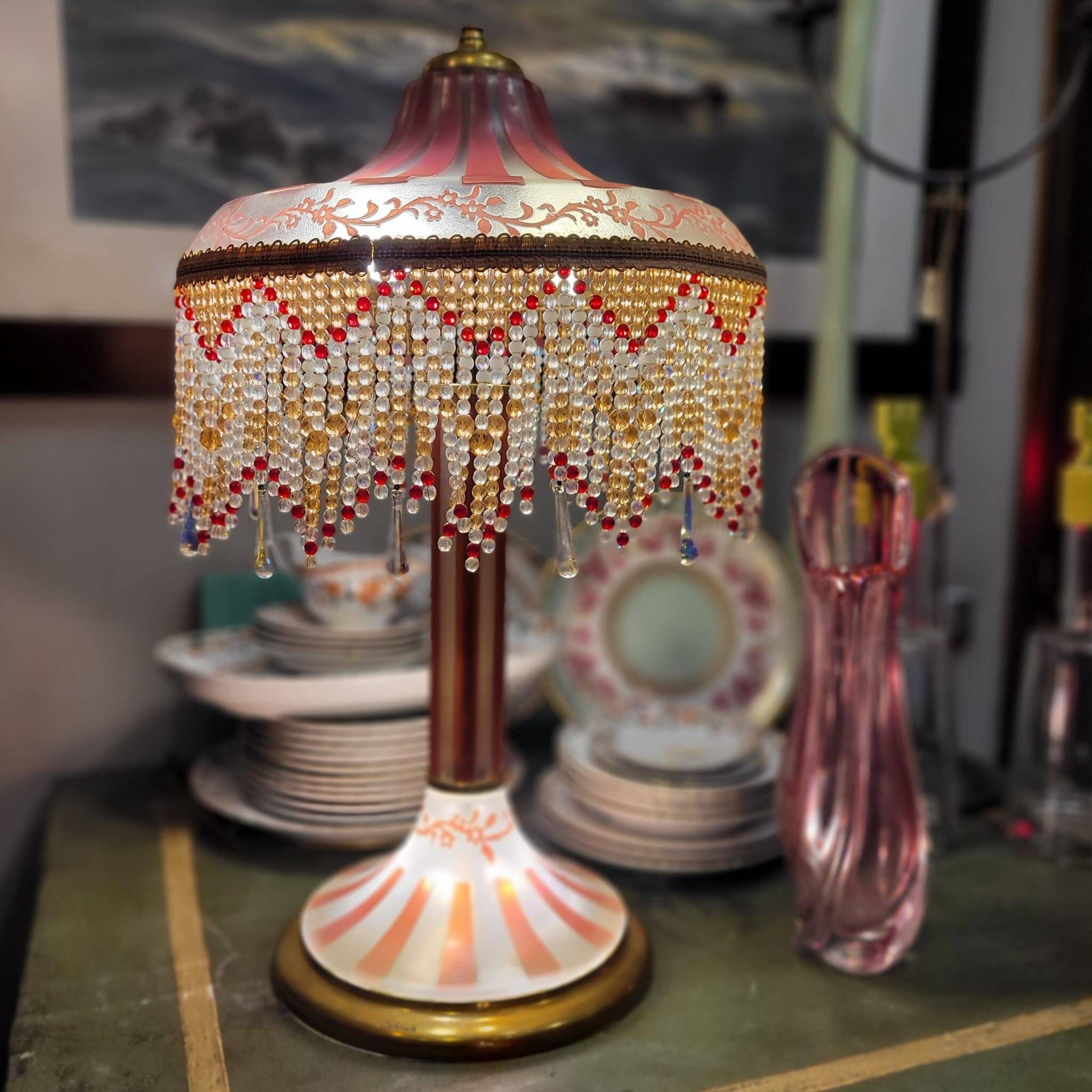 Table lamp, firmed Suberville, Art Nouveau, double glass, s. xx