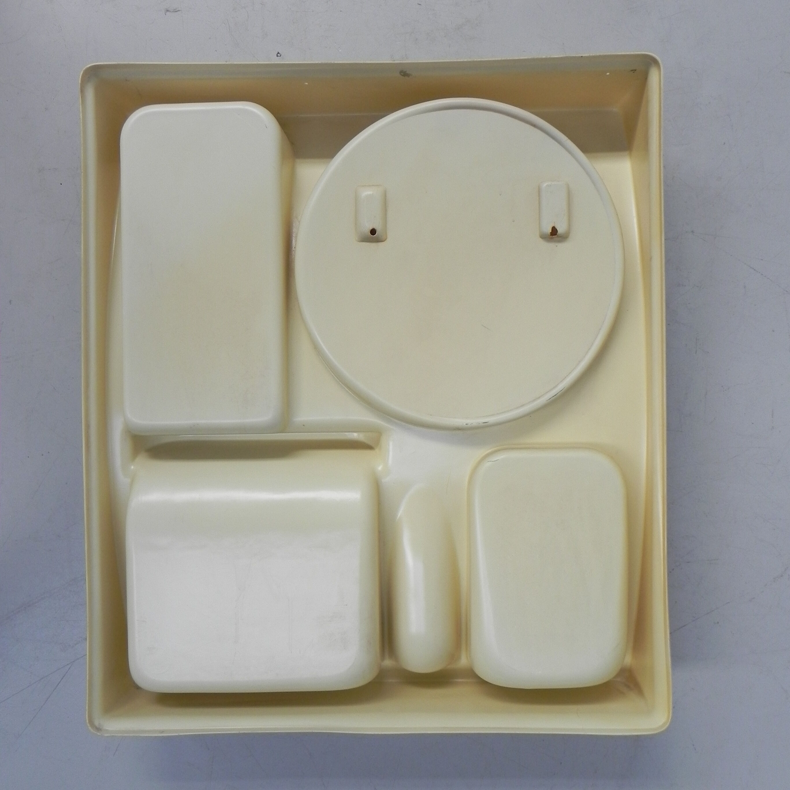 Vintage Plastic Bathroom Wall Shelf with Mirror