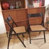 Pair of folding chairs in 70s canage