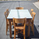 Wooden table formica top green vintage water