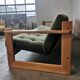 Scandinavian velvet and wood sofa