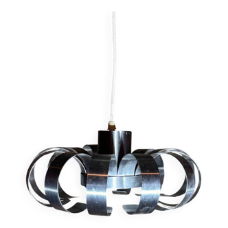 Brushed aluminum pendant light from the 1970s