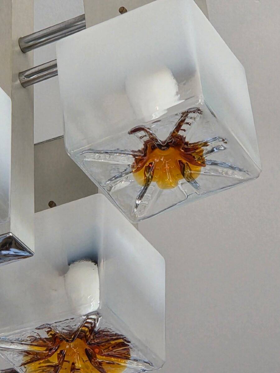 Lustre vintage à 9 feux Scoliari pour Mazzega années 60-70