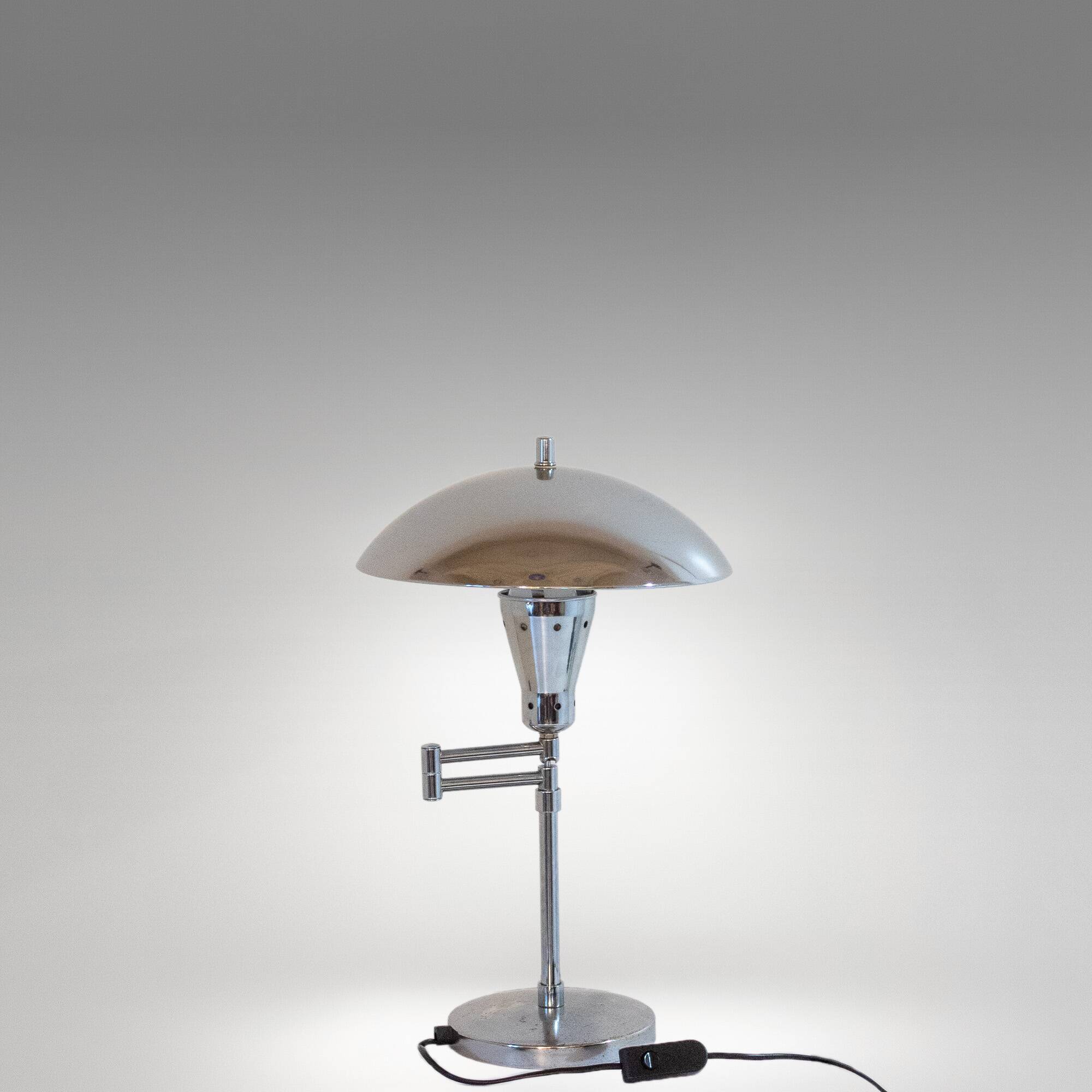 Bauhaus Chromed Desk Lamp with Adjustable Lampshade, Italy 1950s
