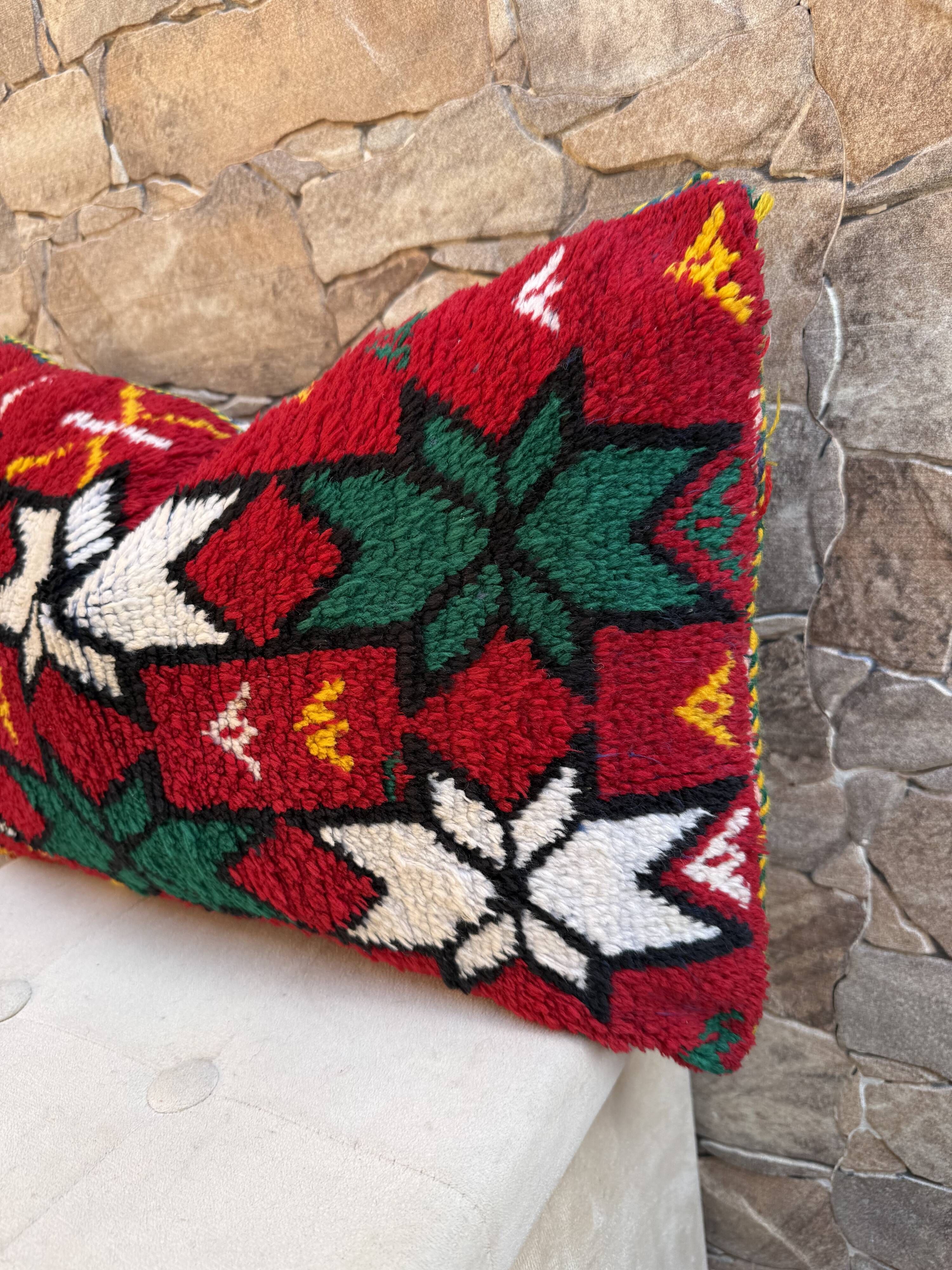 Vintage Berber cushion cover, Moroccan wool cushion.