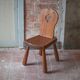 Vintage solid wood chair, brutalist chair, furniture, accent chair.