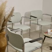 Set de 3 de chaises tubulaires en acier chromé, datant de 1970.Ref Amanda