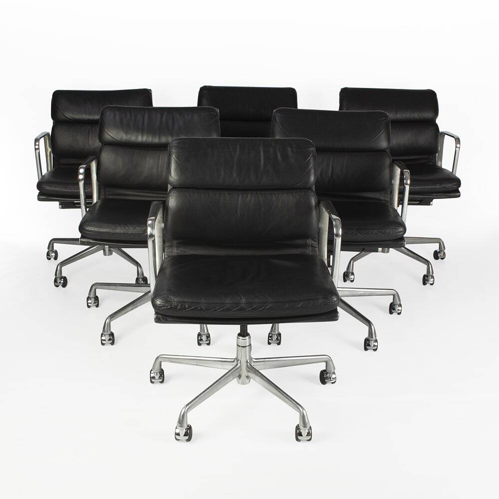 Black Set (6) Herman Miller Original Eames EA435 ‘Soft Pad’ Desk Aluminium