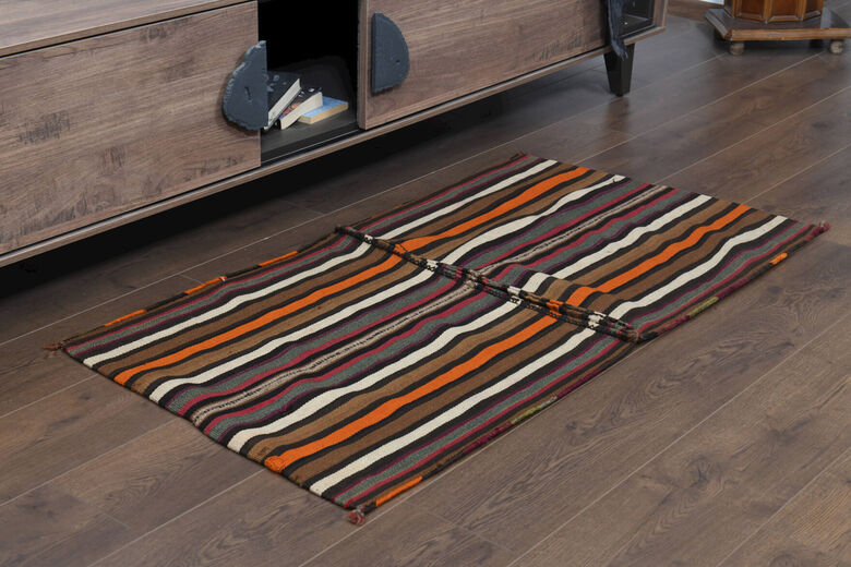 Vintage bath mat - Striped kilim