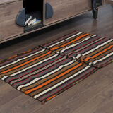 Vintage bath mat - Striped kilim