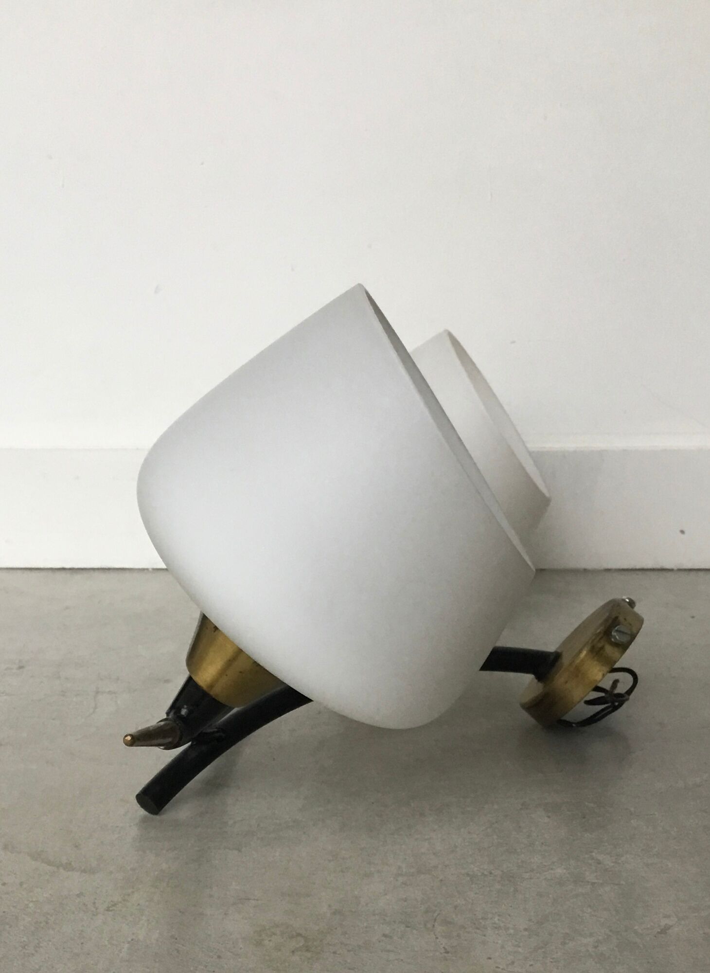Double wall light of the house Arlus - brass and black metal - 1950