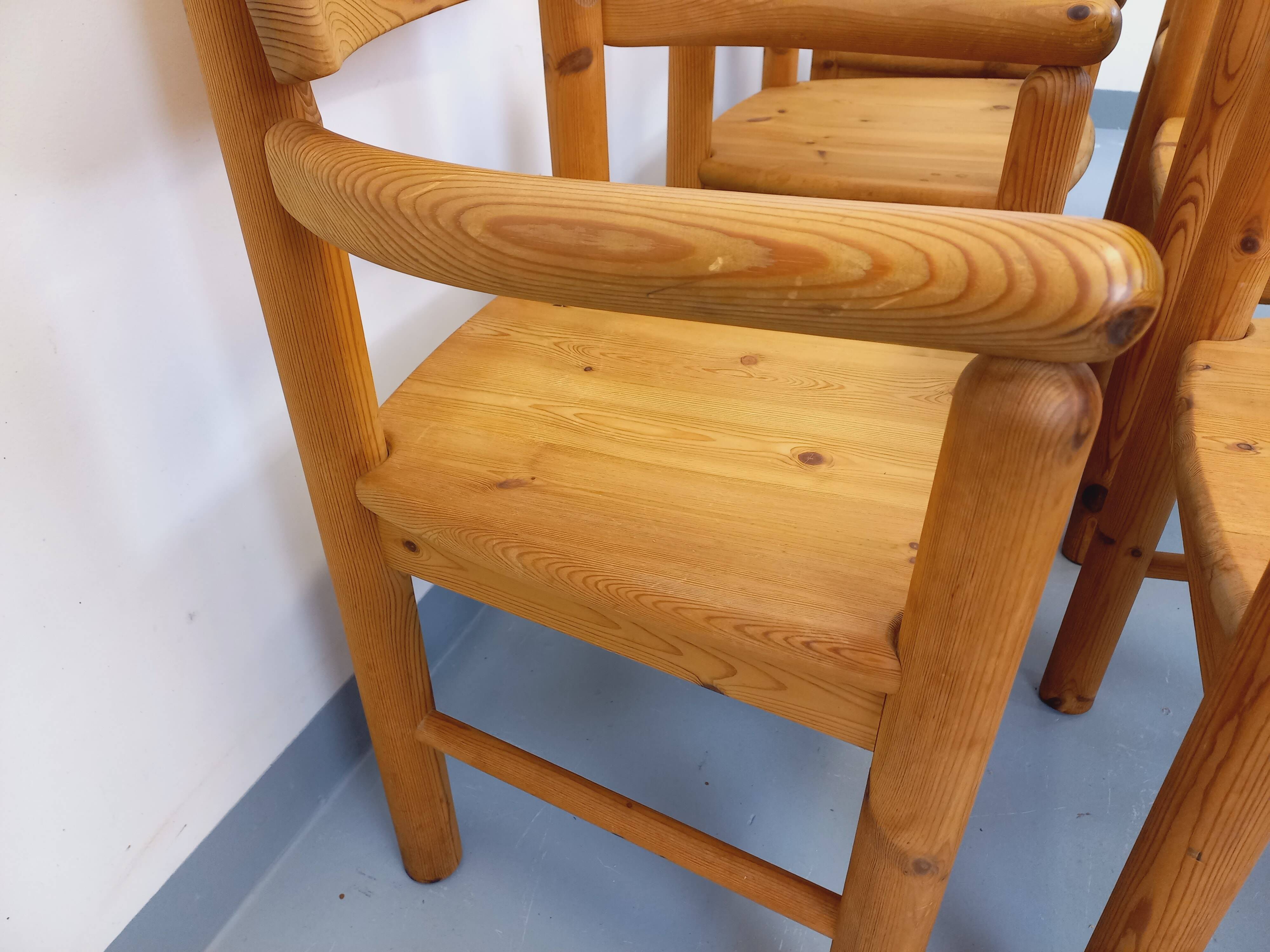 Set of 6 vintage Scandinavian armchairs by Rainer Daumiller in pine from the 1960s.
