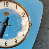 Vintage formica clock silent trapeze wall clock "Blue Jura"