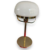 Midcentury desk lamp in opaline glass and gilded metal