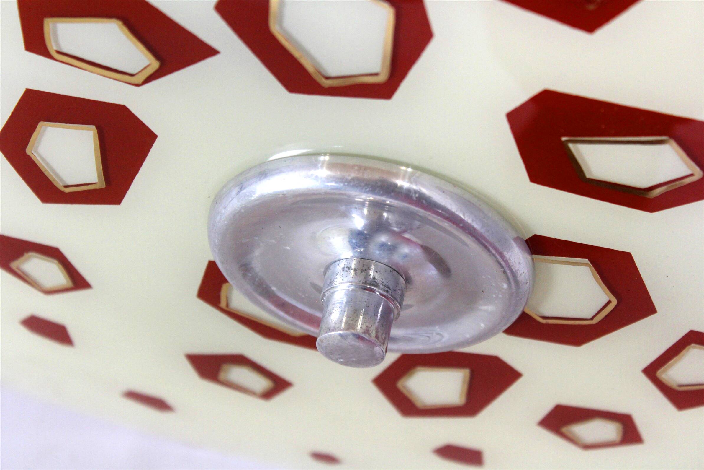 Large Vintage Czechoslovakian Opaline Glass Pendant Lights, 1970s, Set of 2