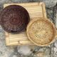 Lot de deux plateaux ronds en saule chamois