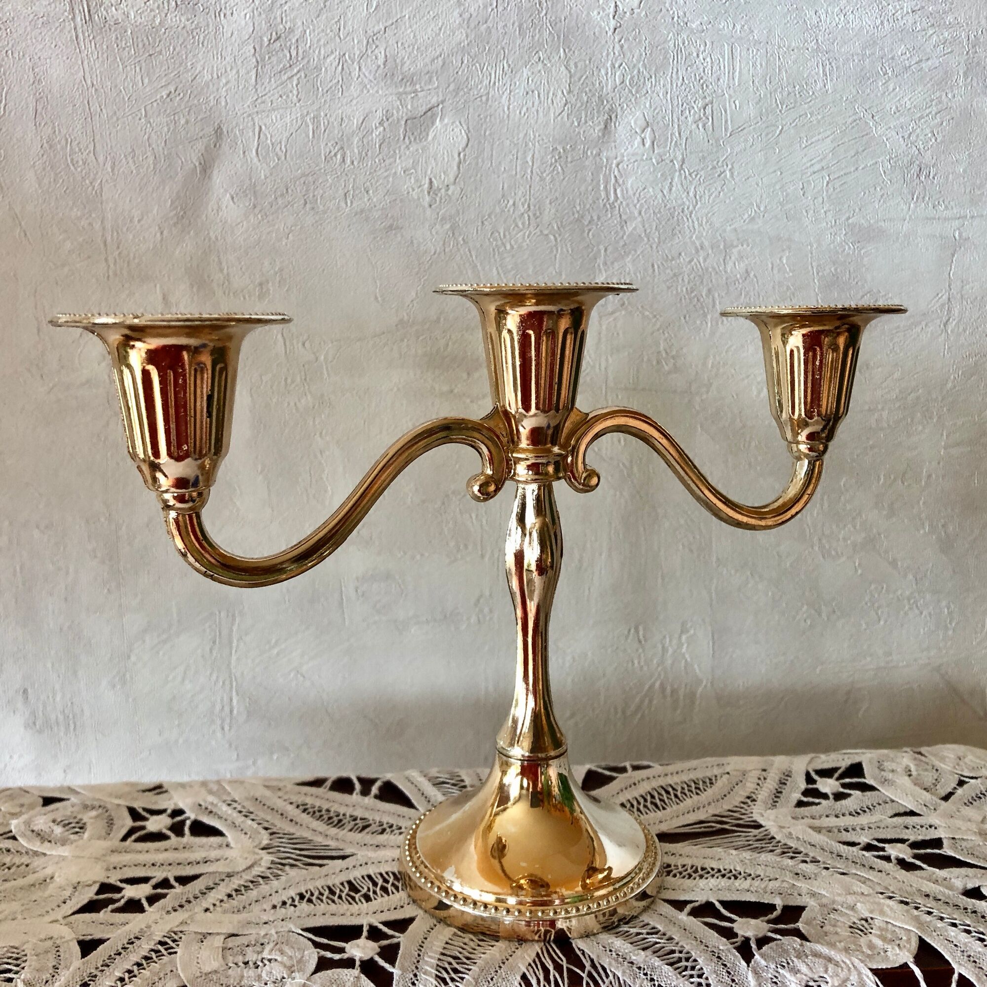 Candle holder chandelier gold 3 lights mayell ep on zinc england