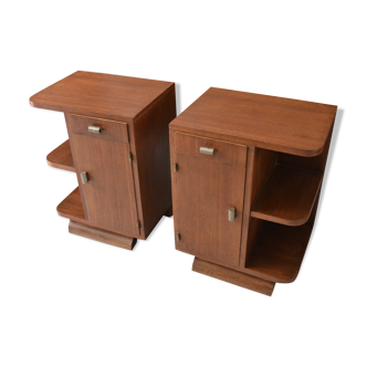Pair of Mahogany Art Deco Bedside Tables