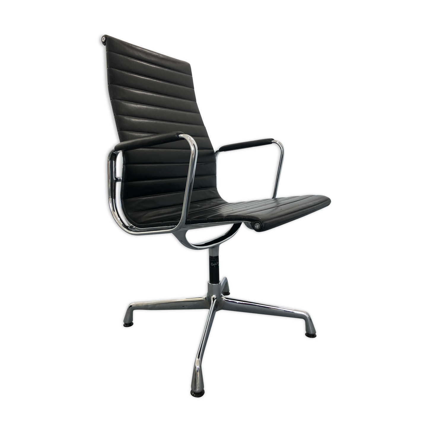 Black leather Ea-109 armchair by Charles Eames for Vitra