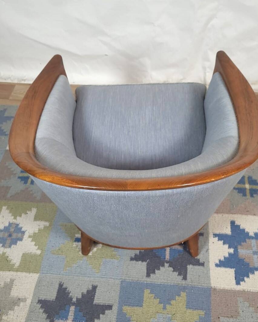 Vintage Scandinavian 3-seater sofa in walnut, Bertil Fridhagen, stamped Bröderna Anderssons.