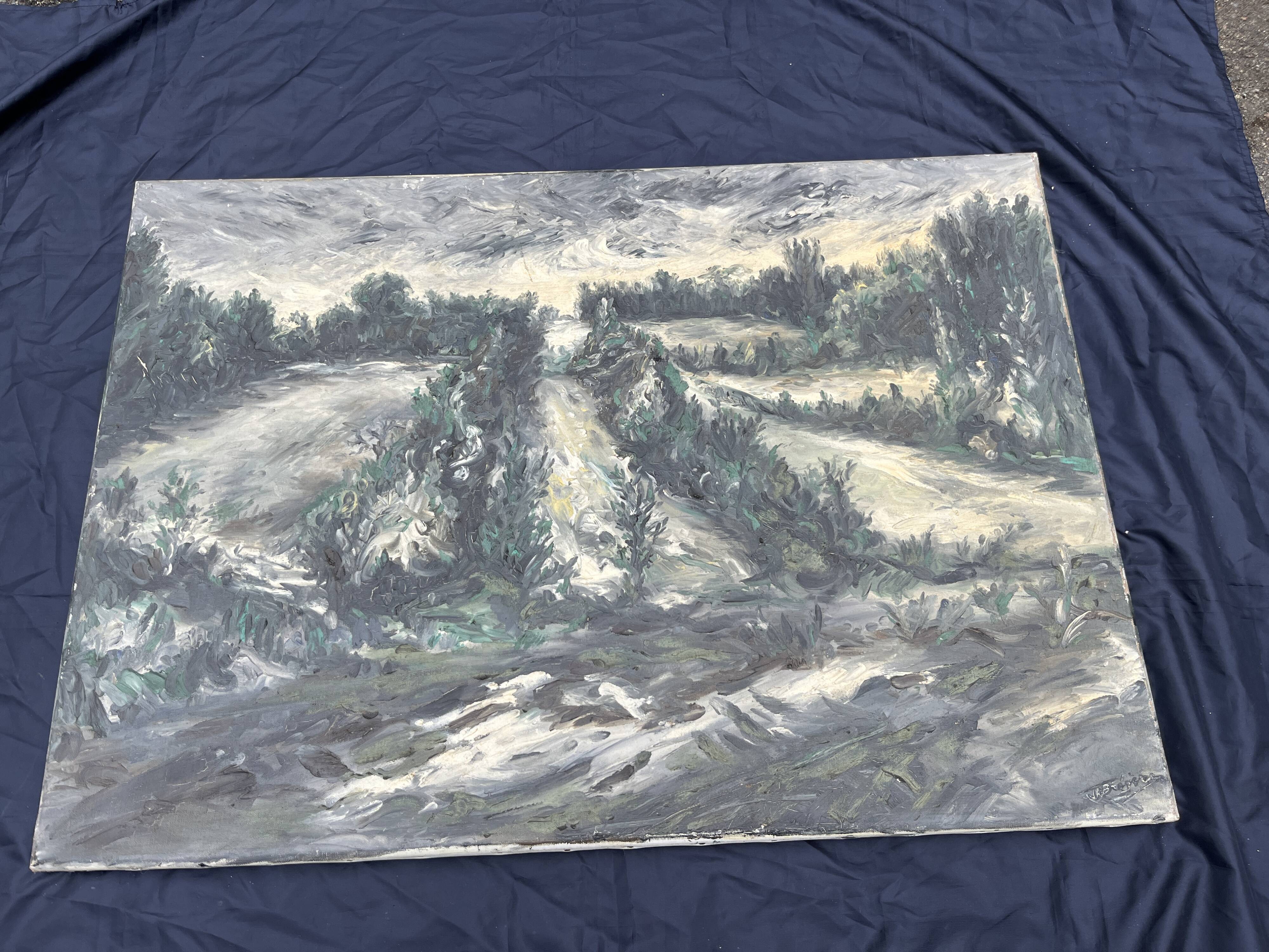 Expressionist landscape painting, signed, 92 x 65 cm