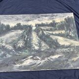 Expressionist landscape painting, signed, 92 x 65 cm