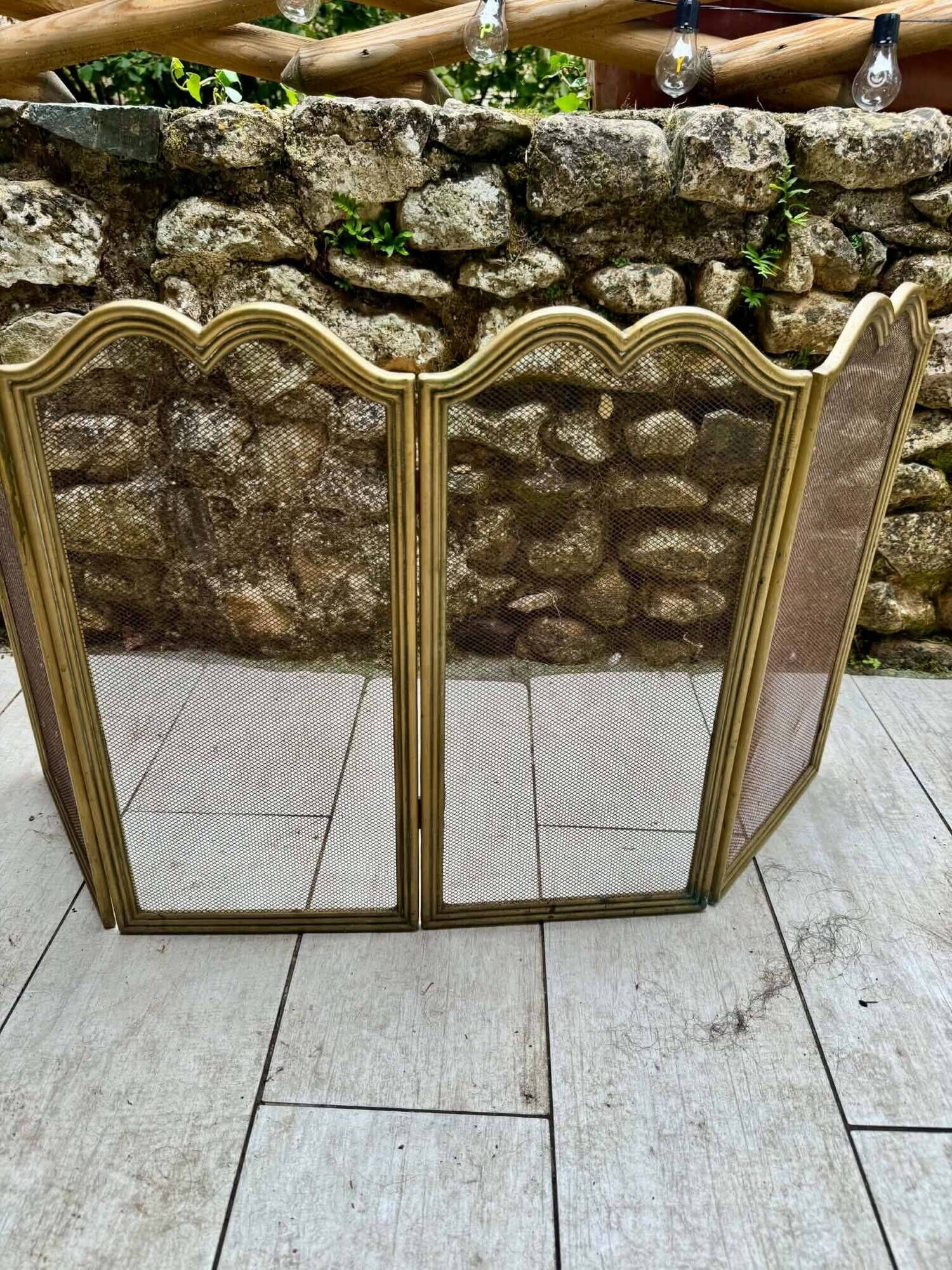 Vintage brass fireplace screen