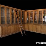 Large corner bookcase or pair of oak bookcases