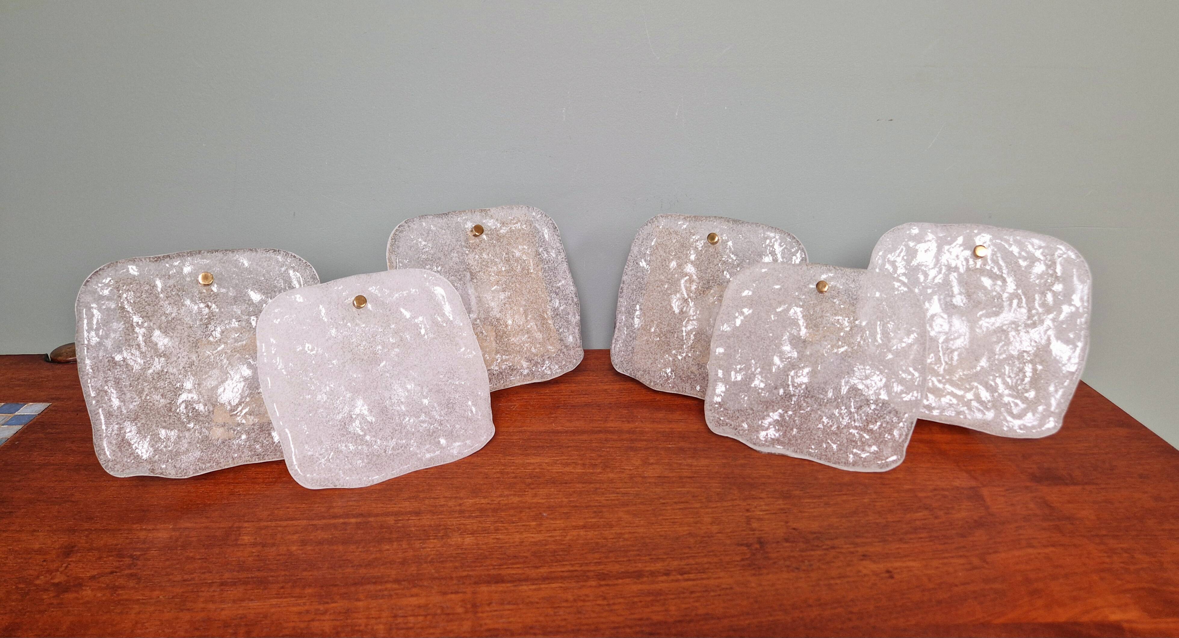 Pair of frosted glass wall lights, Kalmar, 1960s