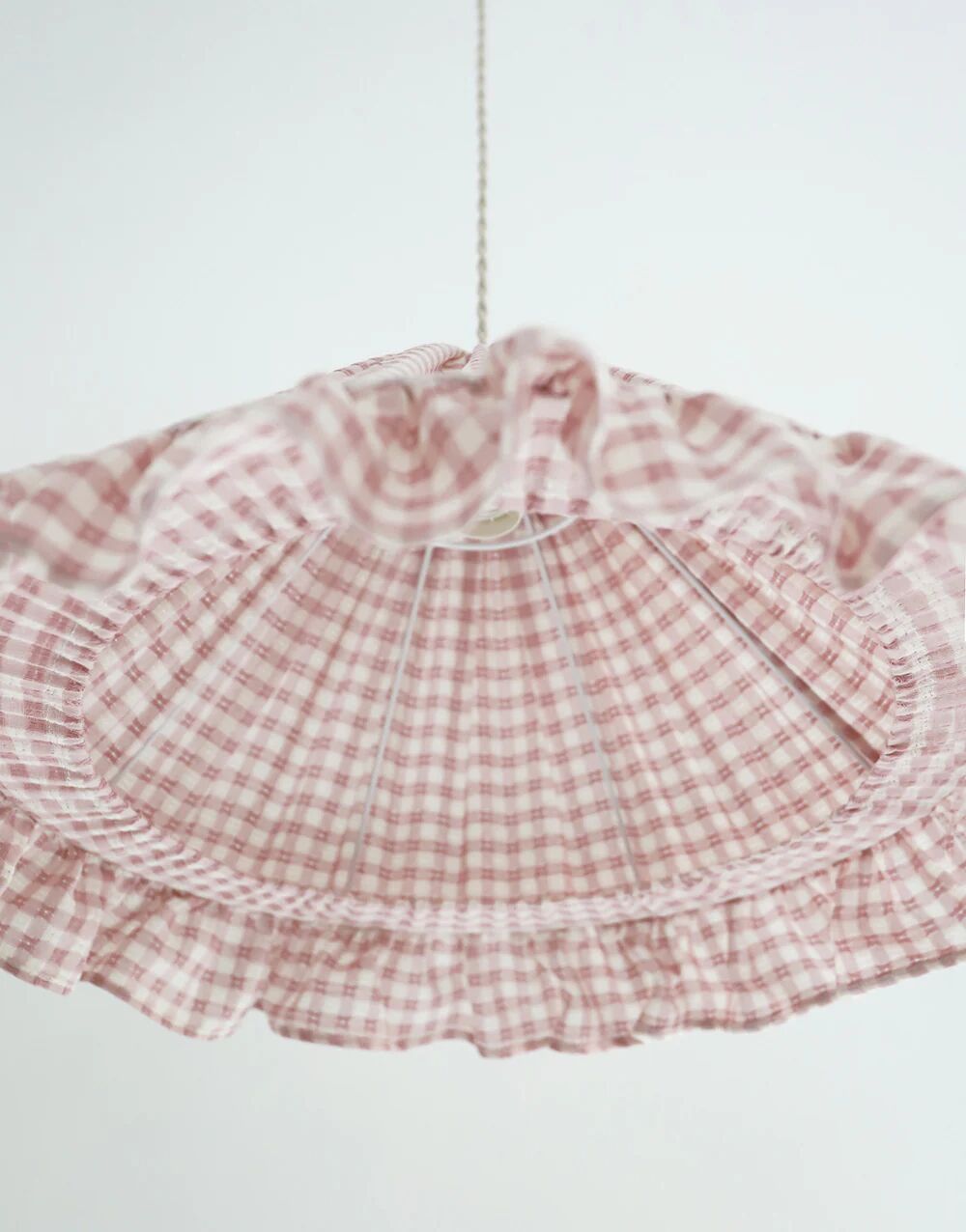 Emilia "small pink squares" conical textile suspension with flounce