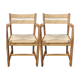 Paire de fauteuils années 50 paille et bois